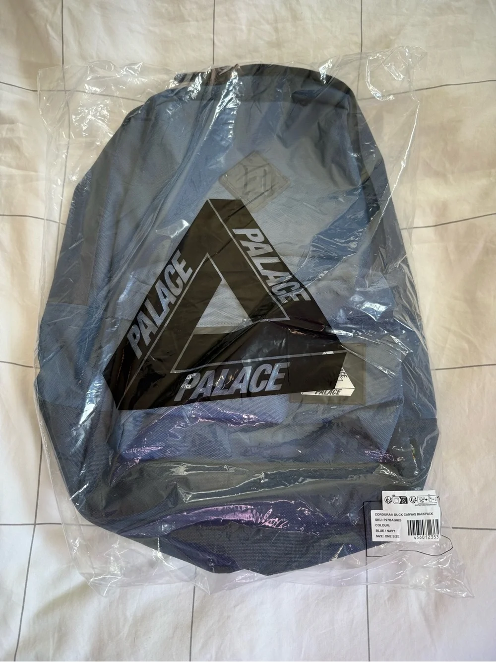 Palace Cordura Duck Canvas Backpack 'Blue / Navy' FW24 Travel Gym Book Bag Zip